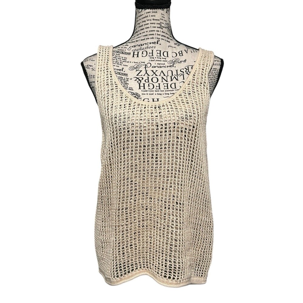 Future Collective Tan Mesh Tank Top Size L Y2K Layers Vacation Fairy Lightweight